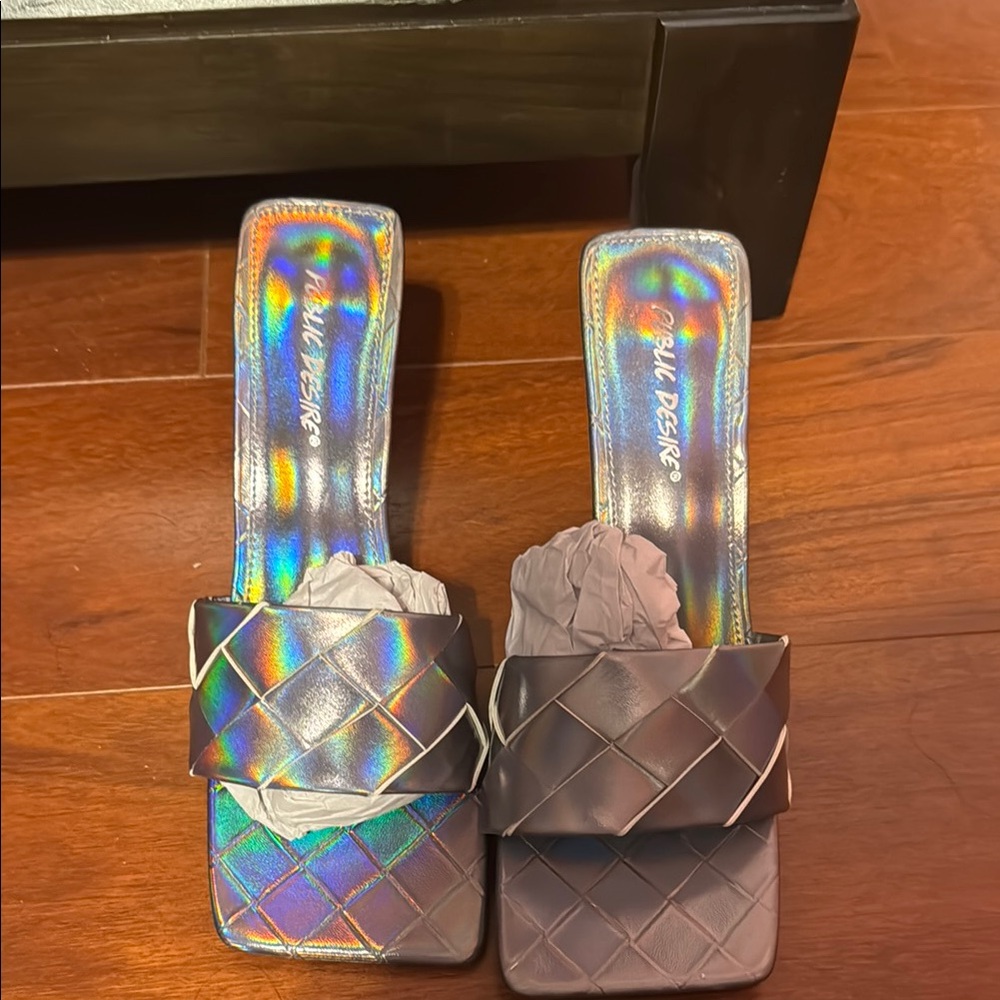 Public Desire Iridescent Slide Sandals